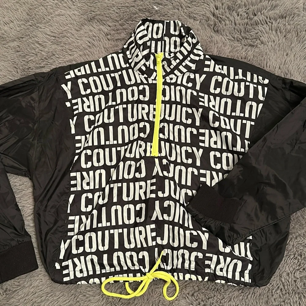 Juicy by Juicy Couture Colorblock Monogram Quarter Zip Windbreaker Size Small - Picture 2 of 7